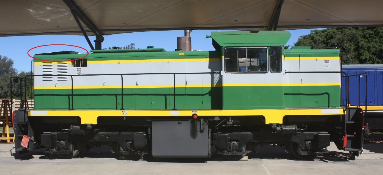 Low-profile solar panels on diesel locomotive to keep batteries charged