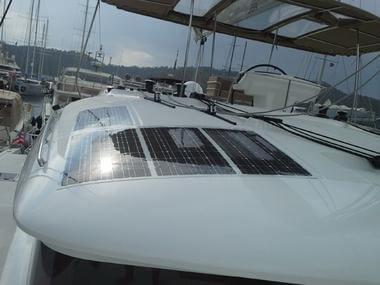 Solbian lightweight flexible solar panels curved on sloping deck