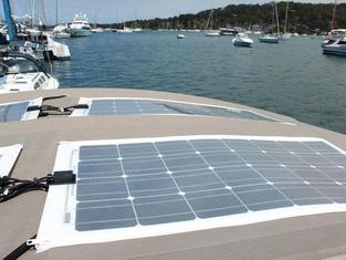 Solbian lightweight flexible solar panels on boat bimini