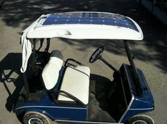Lightweight slim solar panel on golf cart