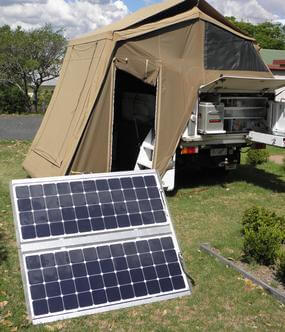 Lightweight Flexible solar panel used as portable panel for camping
