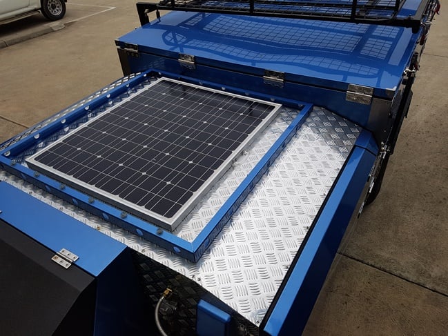 Tool trailer with solar panel for charging tools