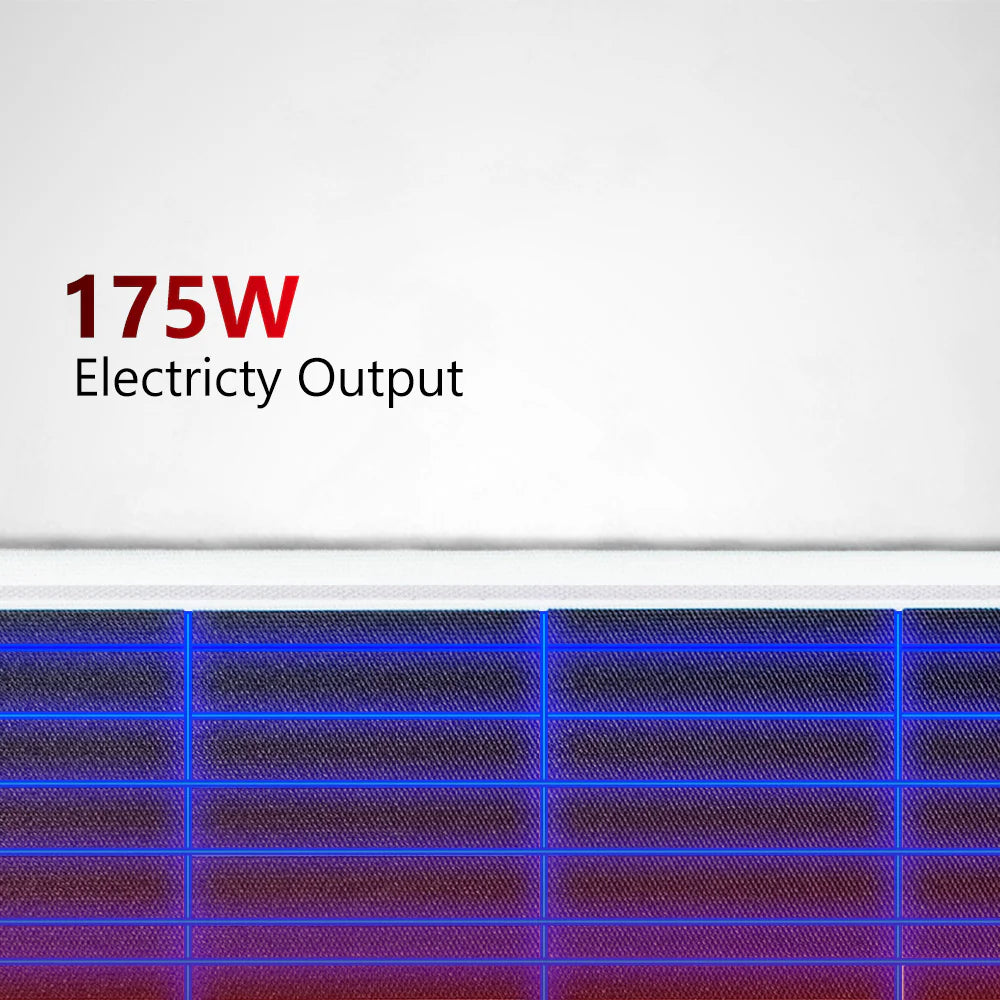 Close up view of solar cell circuitry on a 175W panel