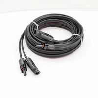 Coiled 1m twin solar extension cable with pre-terminated MC4 connectors ready for installation