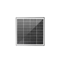 Front view of square 30W monocrystalline solar panel with black frame