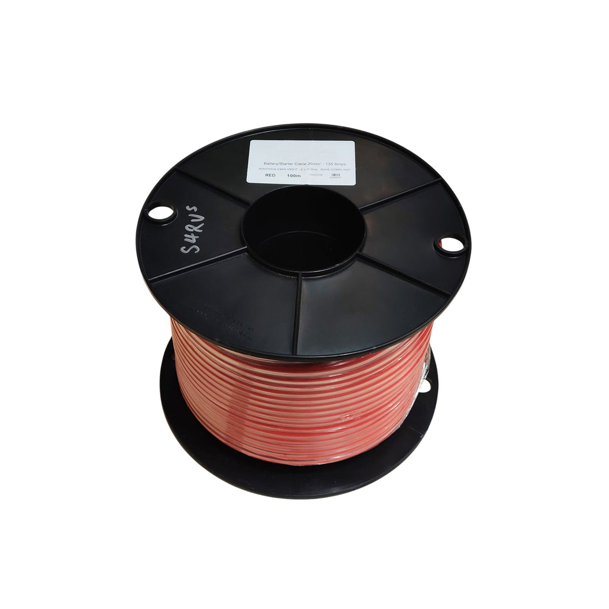 100m Roll of 4B&S (20.29mm²) Red Single Core Automotive Cable Red