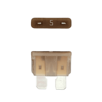 Tan 5A ATO/ATC automotive blade fuse with silver-plated terminals showing top and side profiles
