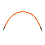 Arched 1000mm orange 70mm² battery cable lead with black heat shrink and tinned copper M8 lugs