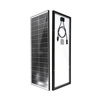 Perspective view showing front and rear of the narrow 80W solar panel