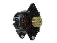 Balmar 97XD-12-240-IG 12V 240A black marine alternator with 4-inch saddle mount and gold K6 serpentine pulley