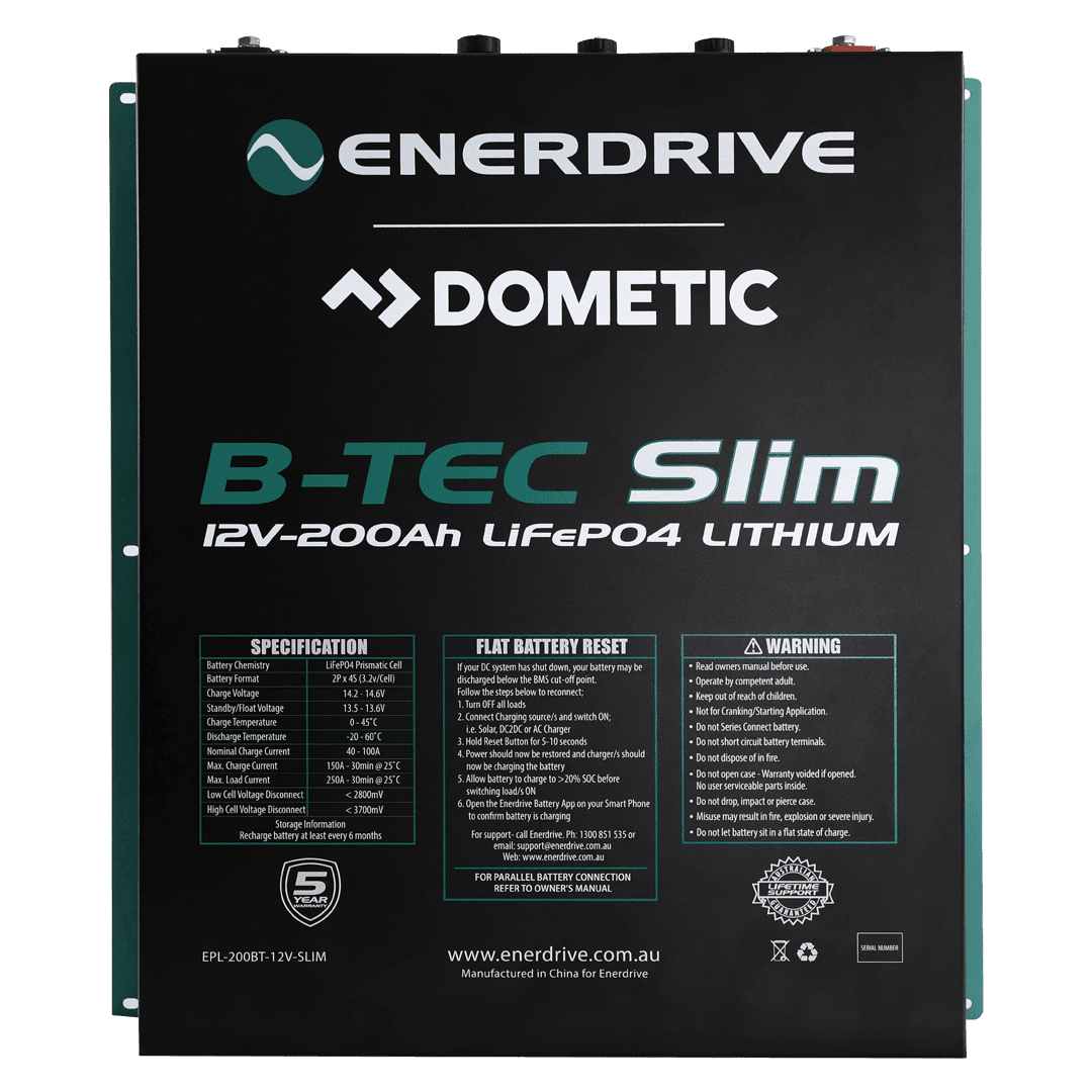 Enerdrive 12V 200Ah ePower B-TEC Slimline Lithium Battery 1