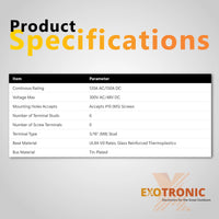 Exotronic 150A Black 6x M6 Stud Busbar with Cover 4