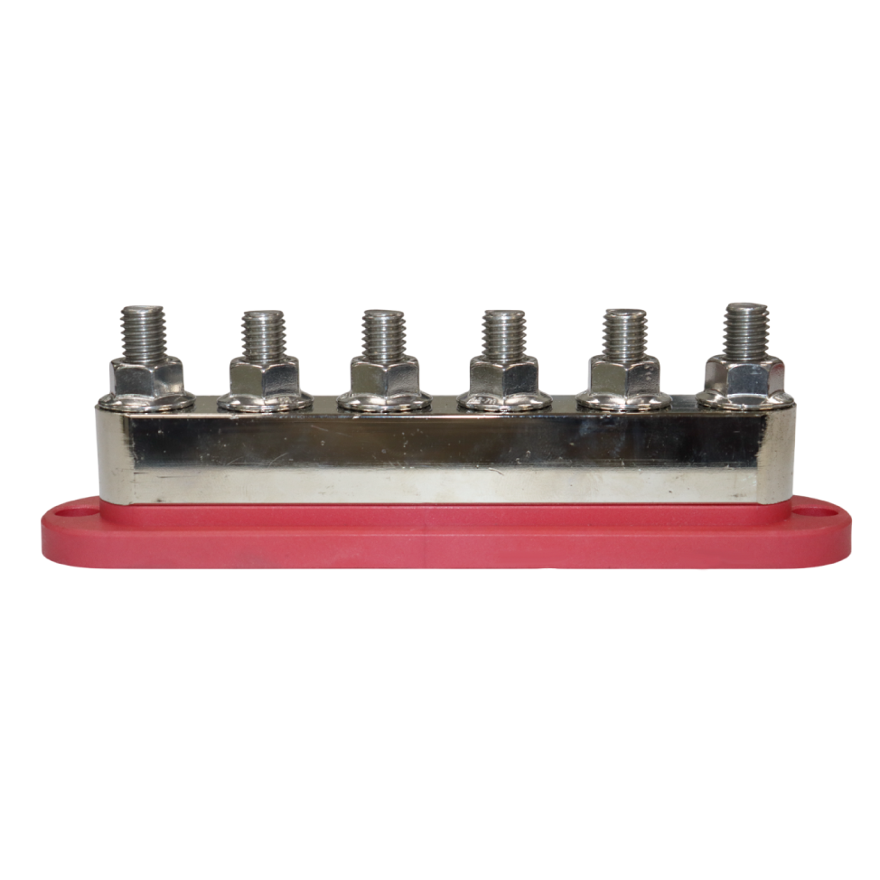 Exotronic 600A Red 6x M10 Stud Busbar with Cover 2