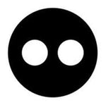 Black 20mm circular rubber grommet insert with two 6mm diameter holes
