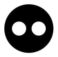 Black 20mm circular rubber grommet insert with two 6mm diameter holes