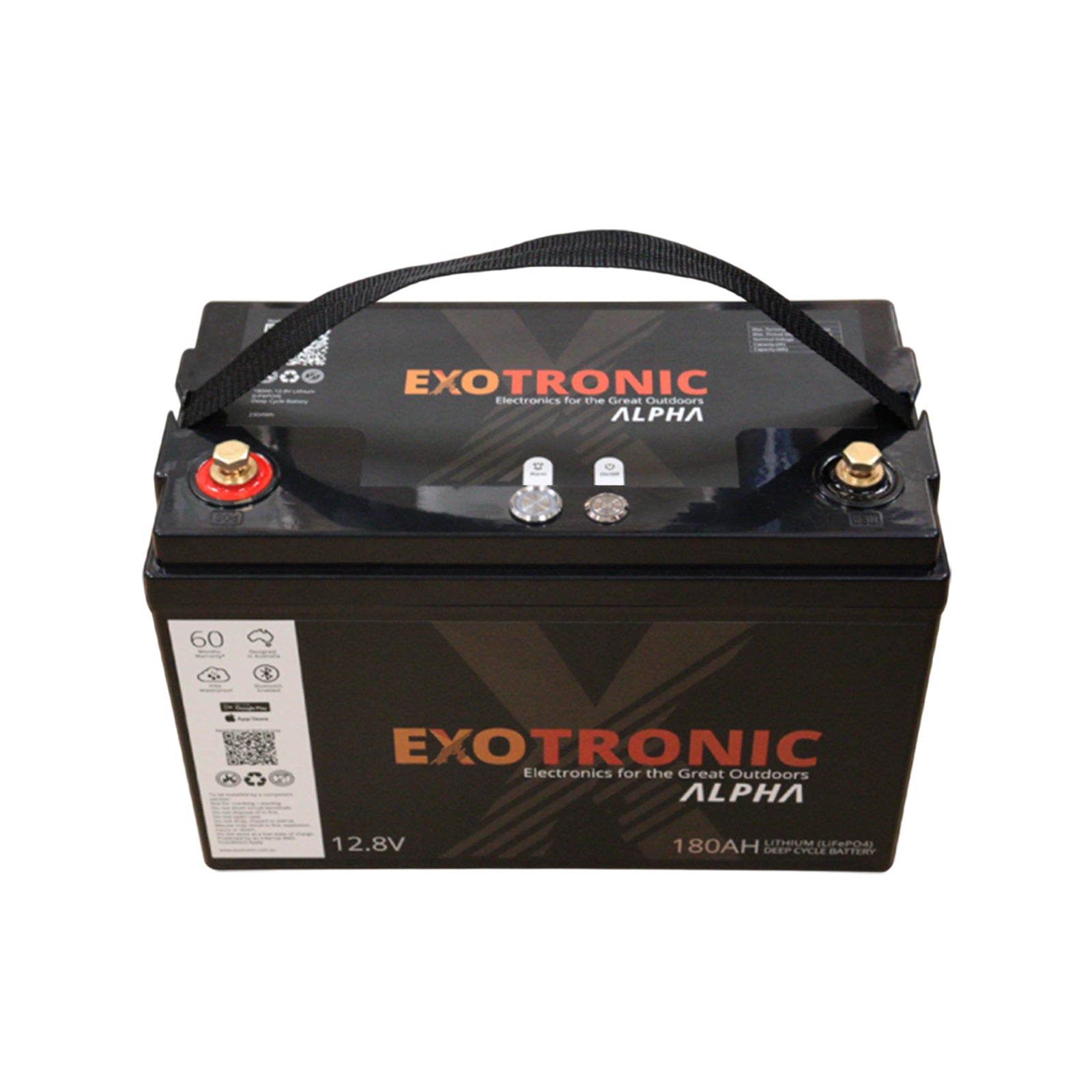 Exotronic 12V 180Ah Alpha IP67 Smart Bluetooth Lithium Battery