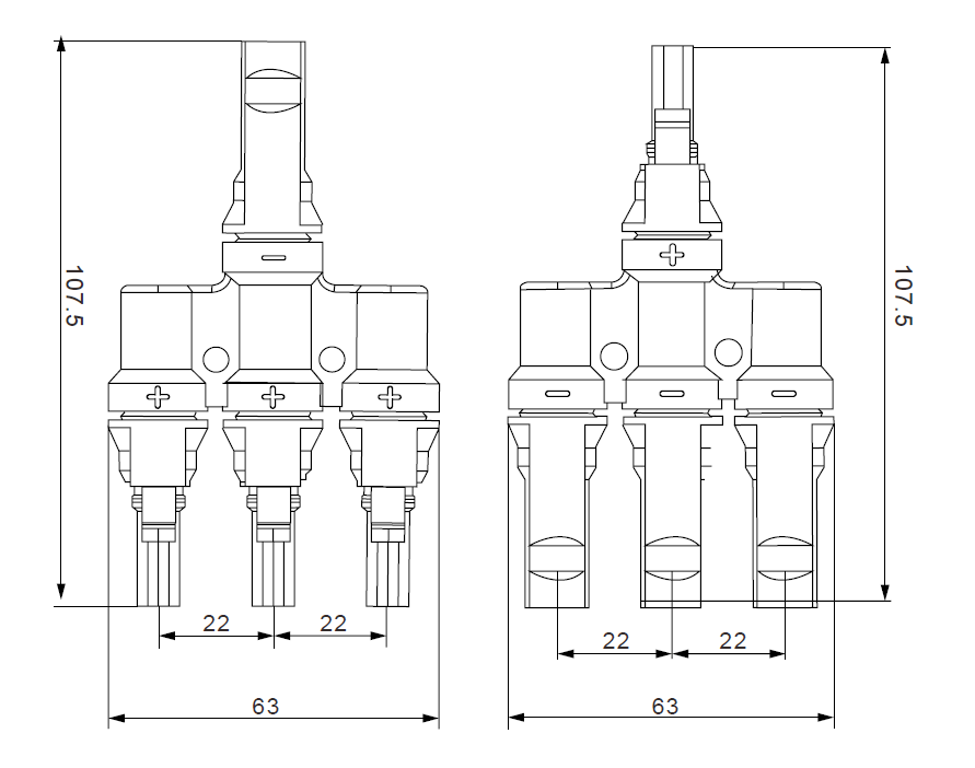 Exotronic 3 to 1 'h' Branch Joiner MC4 Compatible Connector Pair 4