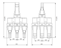 Exotronic 3 to 1 'h' Branch Joiner MC4 Compatible Connector Pair 4