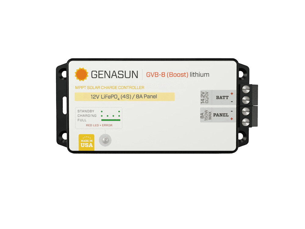 Genasun 8A MPPT 12V Voltage Boost (14.2V Lithium) Solar Charge Controller Main Image