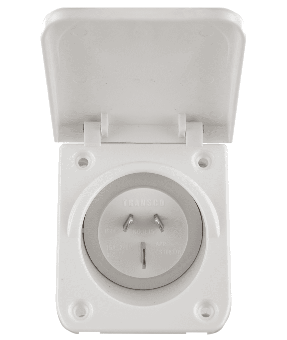 Transco 15A White Caravan Power Inlet 1