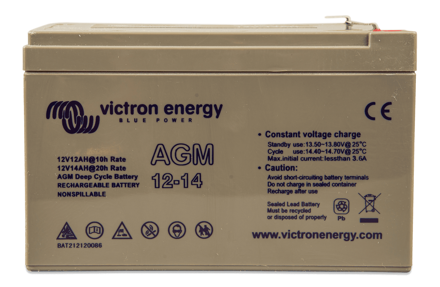 Victron 12V 14Ah AGM Deep Cycle Battery Main Image