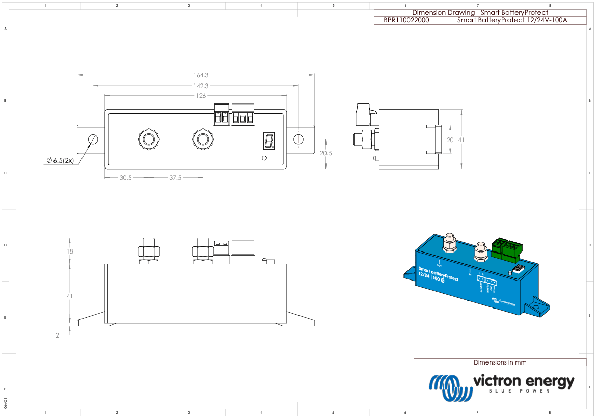 Victron Smart BatteryProtect 12/24V-100A Bluetooth Low Voltage Disconnect 9