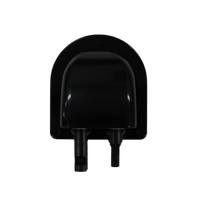 Top view of black curved plastic cable entry housing