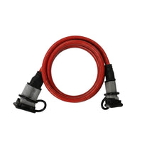 Coiled 2m red 8AWG extension lead with grey 50A Anderson-style plugs and dust covers