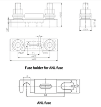Technical diagram showing dimensions for ANL fuse and compatible fuse holder