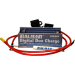Balmar Digital Duo Charge 12V/24V regulator with red wiring harness, inline fuse holders, and terminal screwdriver