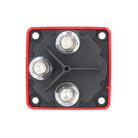 Rear view showing three heavy-duty threaded terminals for battery cable connection