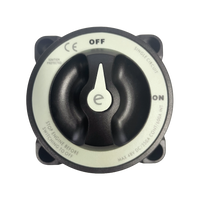 Top-down view of battery switch showing rotary knob and clear ON OFF position labels