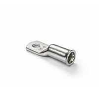 Close-up of the flared bellmouth barrel on a 35mm² copper cable lug
