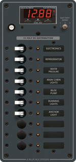 Blue Sea 10-position DC switch panel with digital multifunction multimeter and battery bank selector switch