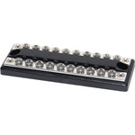 Blue Sea 100A DualBus with 10 circuit screw terminals on an insulating black ABS base