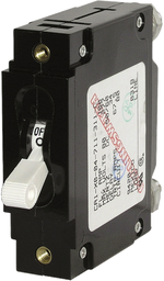 Single-pole 100A circuit breaker with white toggle switch and rear terminal studs