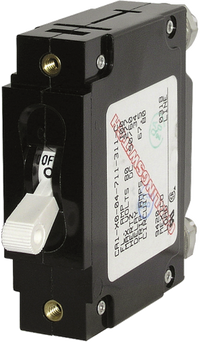 Single-pole 100A circuit breaker with white toggle switch and rear terminal studs