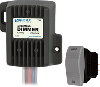 12V 25A digital dimmer module with integrated heat sink and separate grey momentary rocker switch