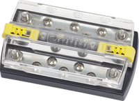 Blue Sea 150A DualBus Plus busbar with 5/16 inch studs and clear snap-on polycarbonate cover