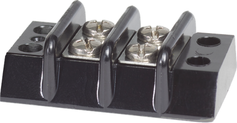 Blue Sea 30A 2-circuit terminal block with black housing and screw terminals