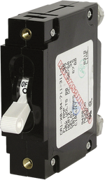 80A Blue Sea C-Series single-pole circuit breaker with white toggle and black enclosure