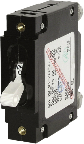 80A Blue Sea C-Series single-pole circuit breaker with white toggle and black enclosure