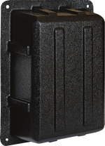 Textured black plastic AC isolation panel protective cover with mounting flanges