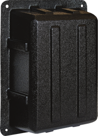 Textured black plastic AC isolation panel protective cover with mounting flanges
