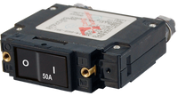 50A single-pole flat rocker circuit breaker with stud terminals