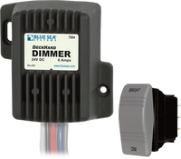 Blue Sea 24V 6A DeckHand dimmer module with integrated heatsink and a separate momentary rocker switch