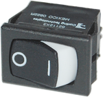 Black DPST on-off rocker switch with white actuator for Blue Sea 360 panels