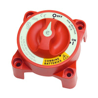 Red e-Series Dual Circuit Plus battery switch with OFF, ON, and Combine Batteries positions