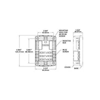 Technical drawing of fuse block dimensions showing 124.31mm height and 84.20mm width