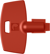 Red spare key for Blue Sea M-Series battery switch with keyring hole
